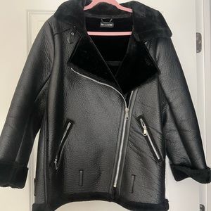 Black Oversized PU Aviator